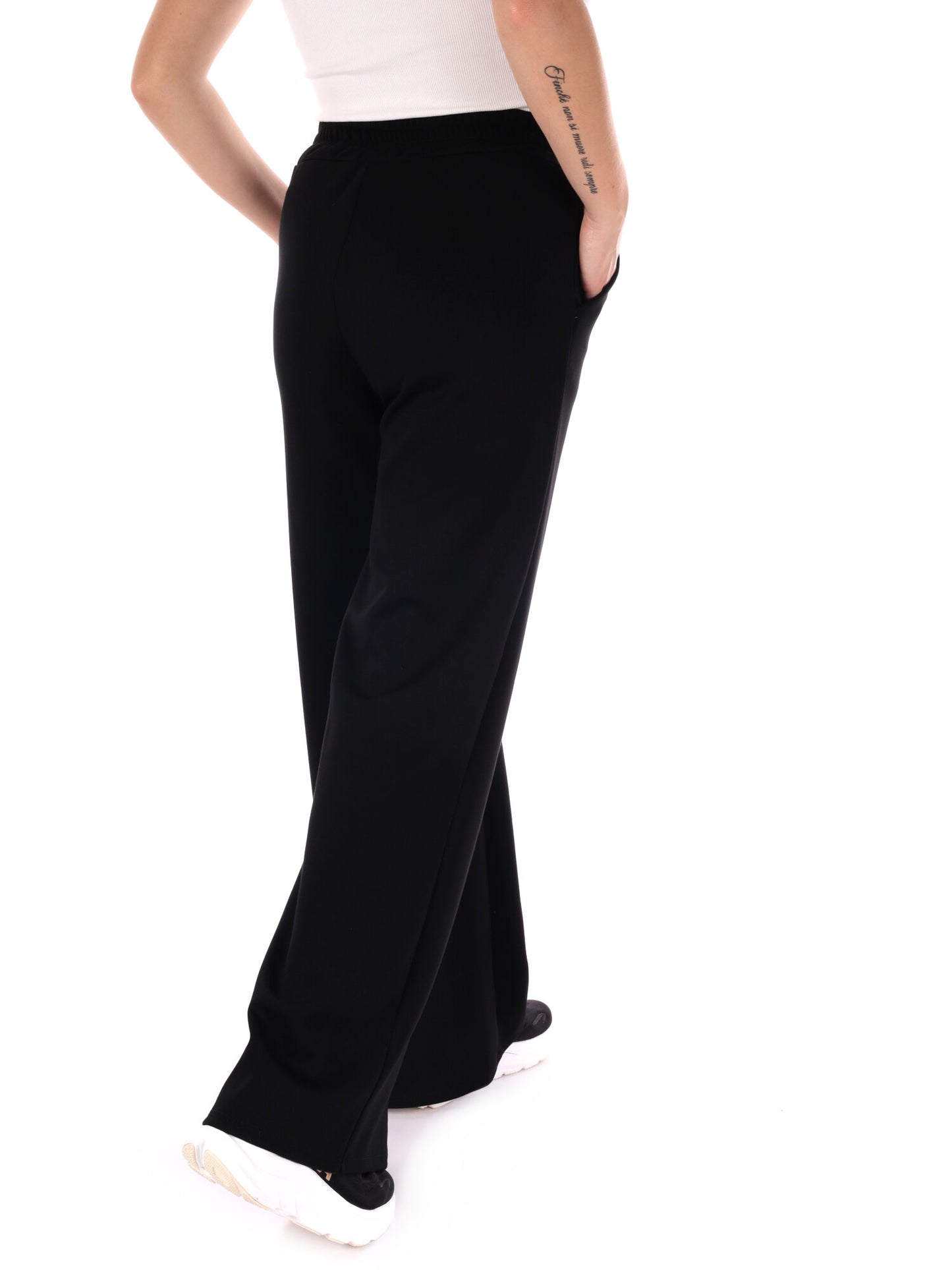 PANTALONE SPORTIVO WIDE LEG MISS LOVE DA DONNA NERO