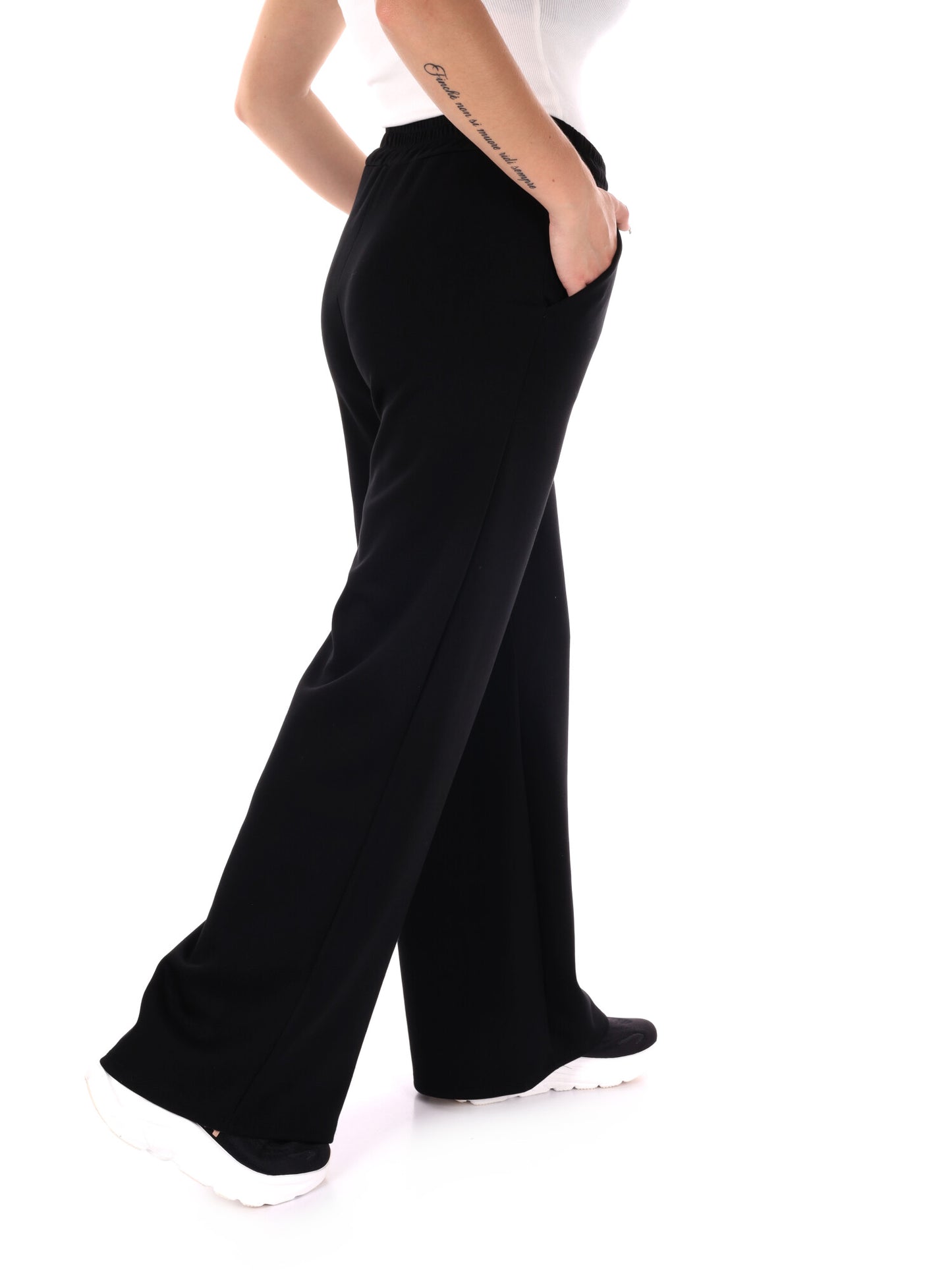 PANTALONE SPORTIVO WIDE LEG MISS LOVE DA DONNA NERO
