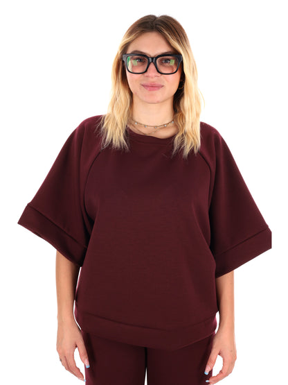 FELPA CON MANICHE AMPIE MISS LOVE DA DONNA BORDEAUX