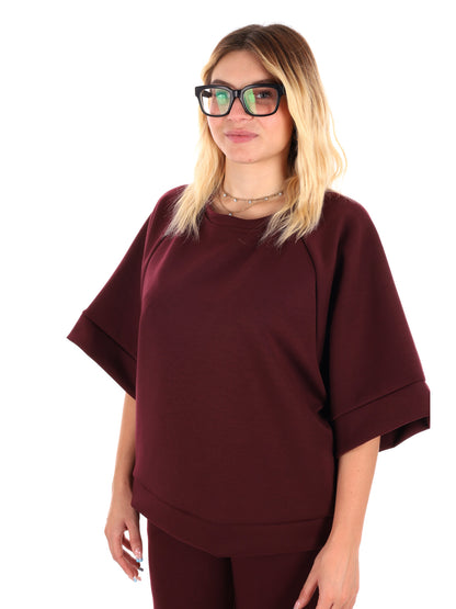 FELPA CON MANICHE AMPIE MISS LOVE DA DONNA BORDEAUX