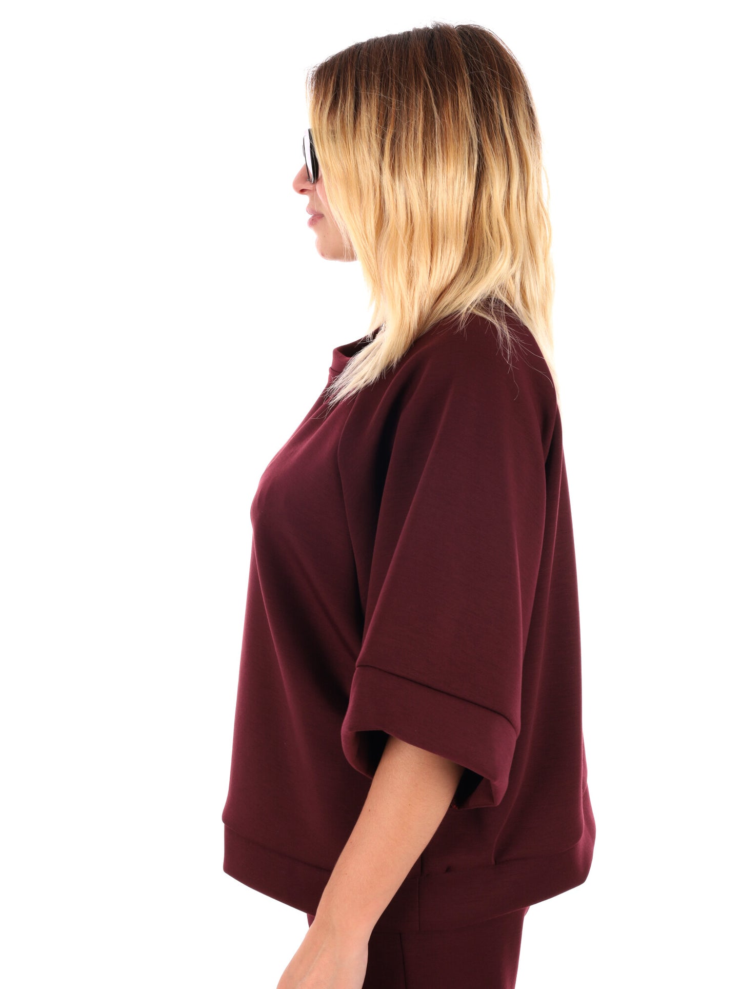 FELPA CON MANICHE AMPIE MISS LOVE DA DONNA BORDEAUX