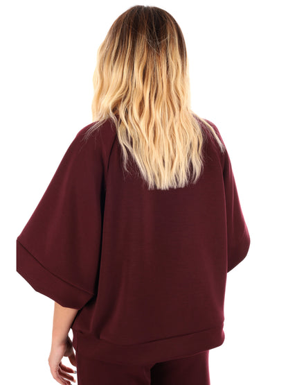 FELPA CON MANICHE AMPIE MISS LOVE DA DONNA BORDEAUX