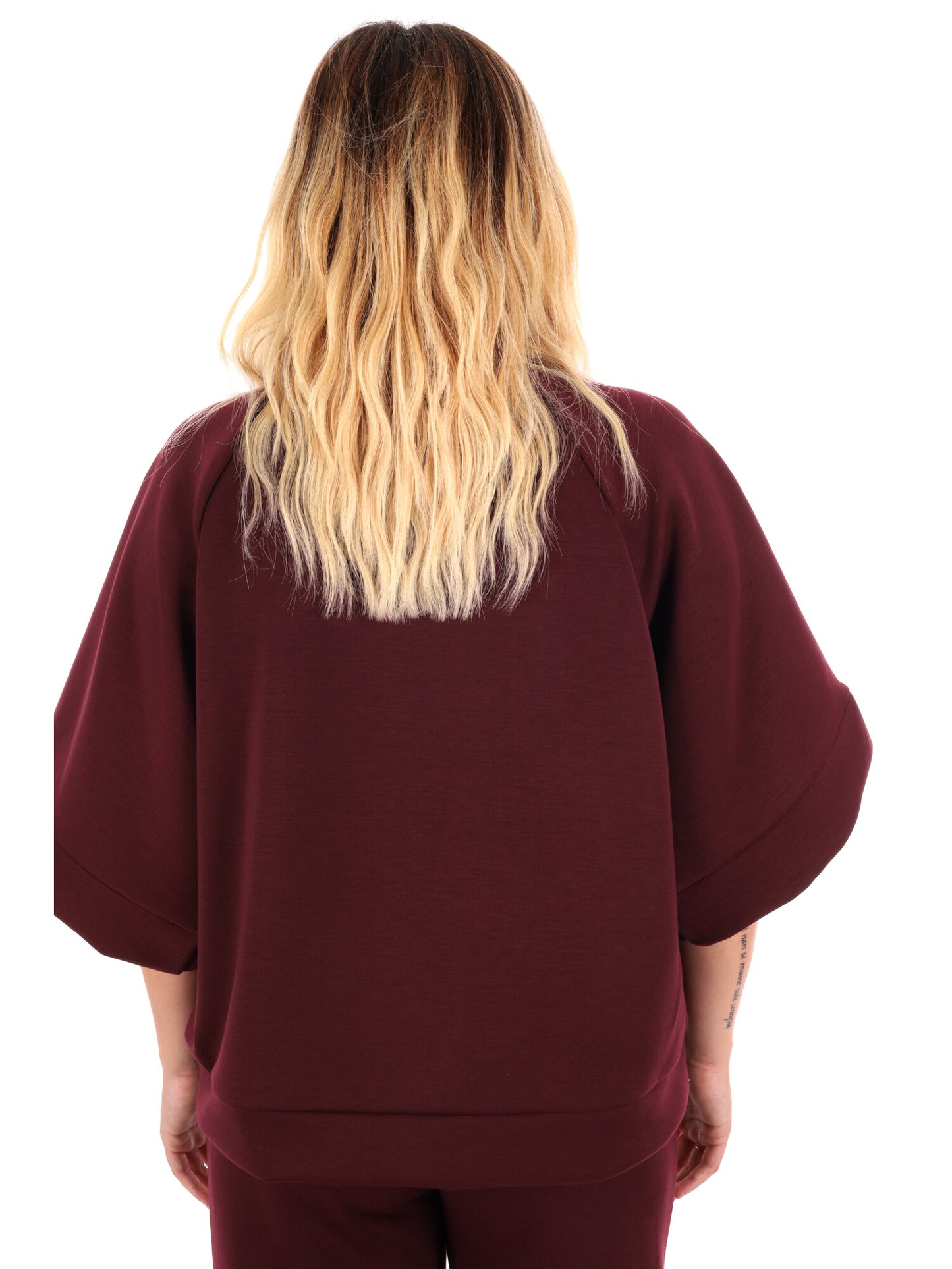 FELPA CON MANICHE AMPIE MISS LOVE DA DONNA BORDEAUX