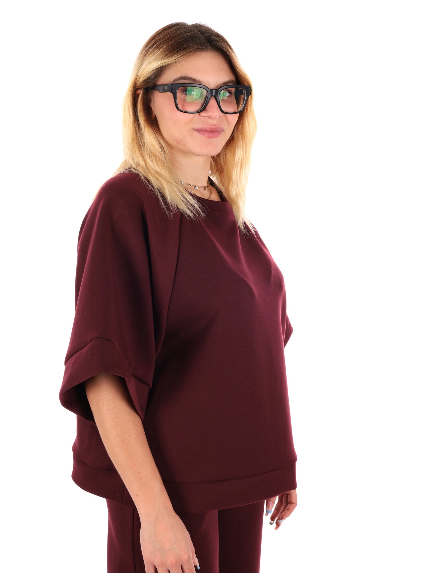 FELPA CON MANICHE AMPIE MISS LOVE DA DONNA BORDEAUX