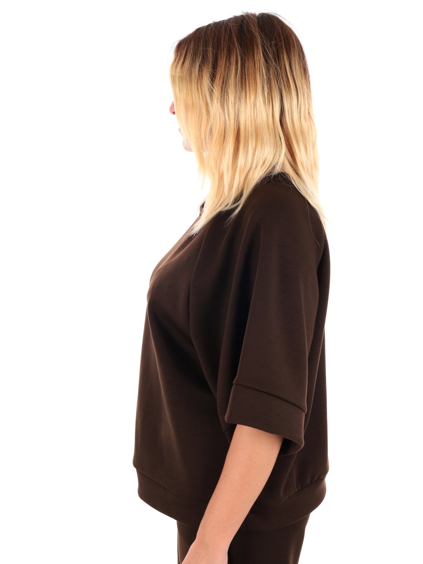 FELPA CON MANICHE AMPIE MISS LOVE DA DONNA MARRONE