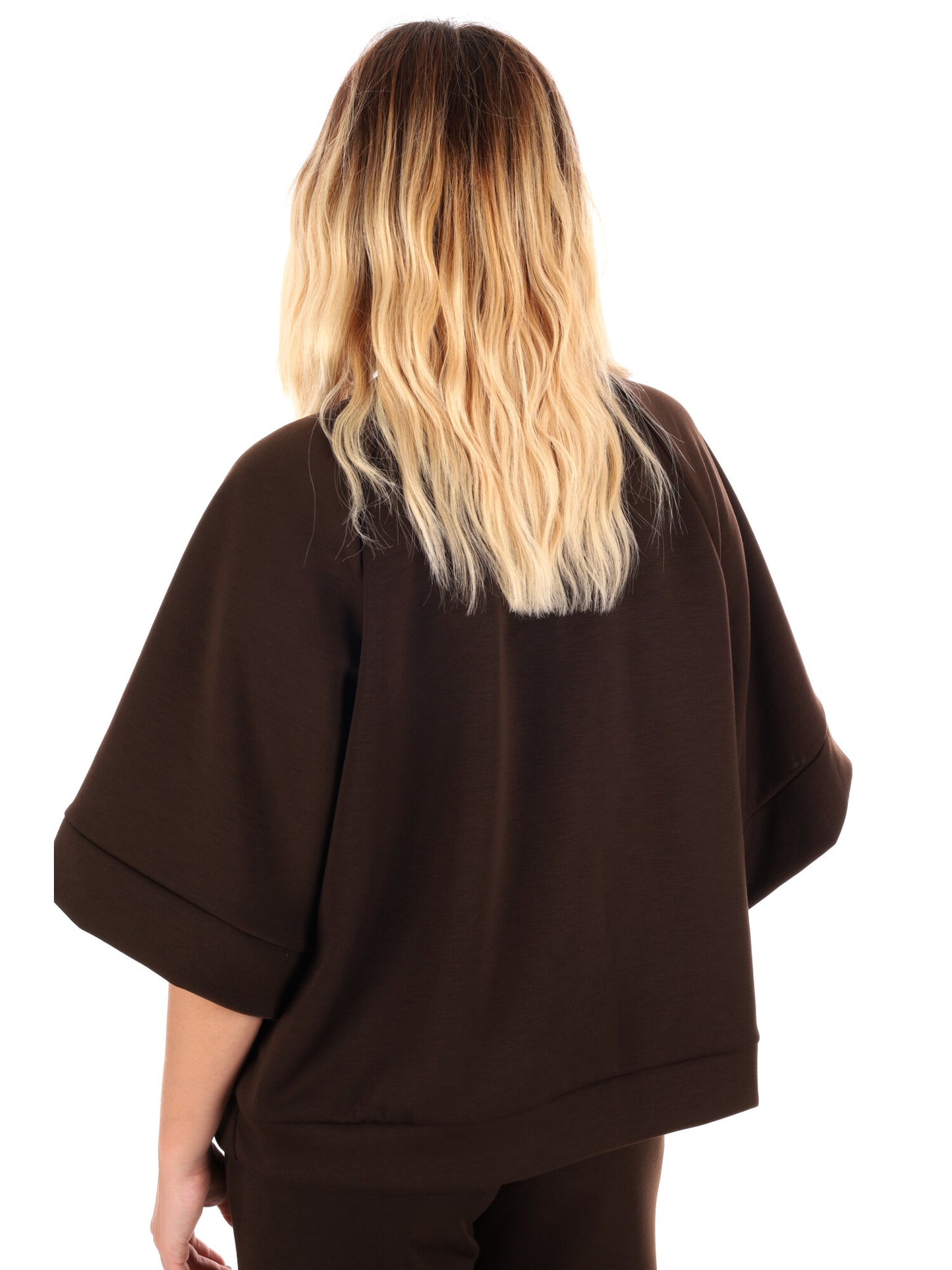 FELPA CON MANICHE AMPIE MISS LOVE DA DONNA MARRONE