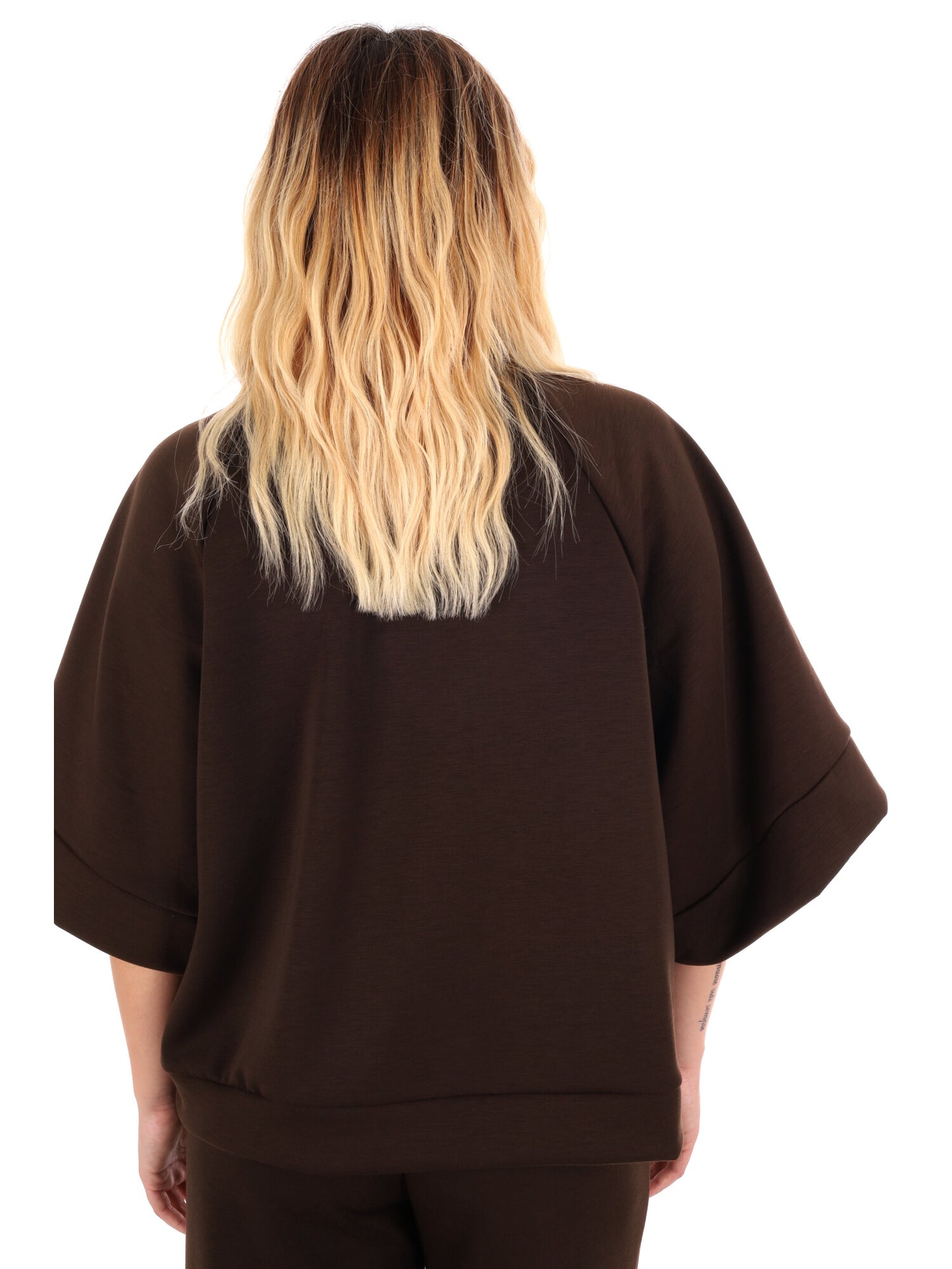 FELPA CON MANICHE AMPIE MISS LOVE DA DONNA MARRONE