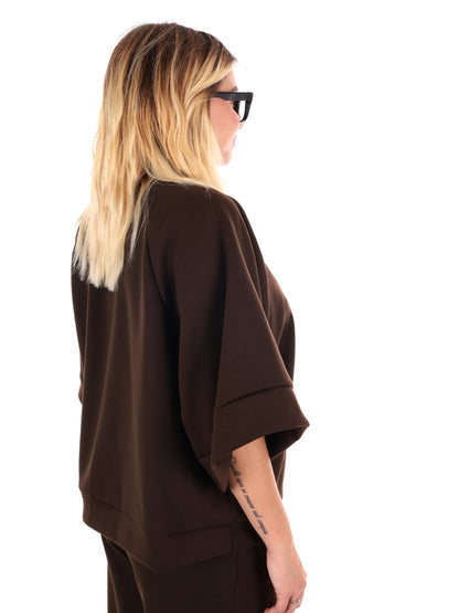 FELPA CON MANICHE AMPIE MISS LOVE DA DONNA MARRONE