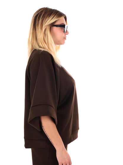 FELPA CON MANICHE AMPIE MISS LOVE DA DONNA MARRONE