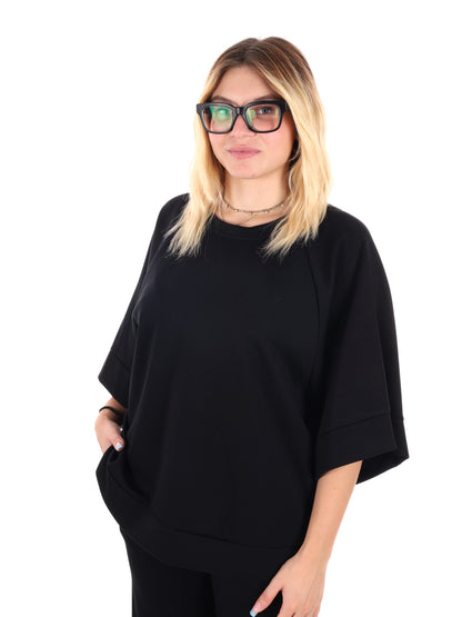 FELPA CON MANICHE AMPIE MISS LOVE DA DONNA NERO