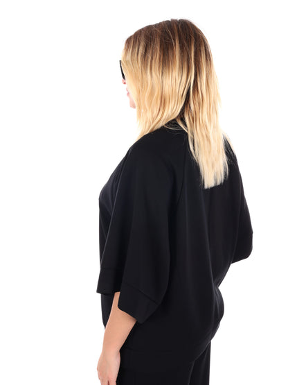 FELPA CON MANICHE AMPIE MISS LOVE DA DONNA NERO