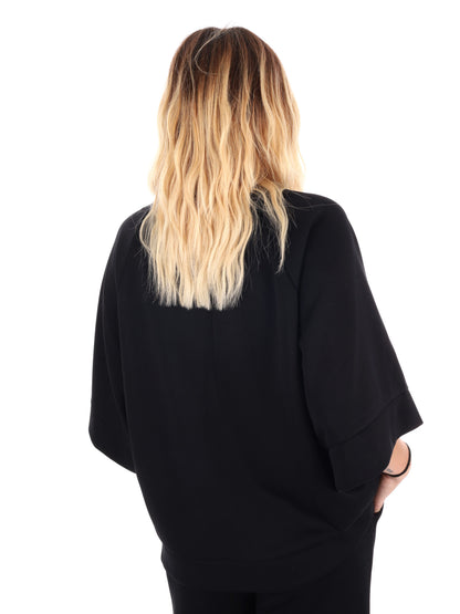 FELPA CON MANICHE AMPIE MISS LOVE DA DONNA NERO