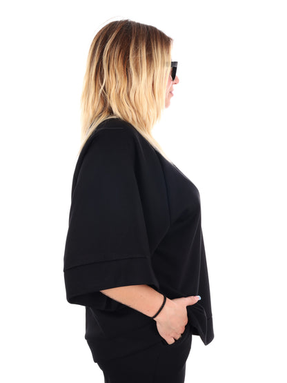 FELPA CON MANICHE AMPIE MISS LOVE DA DONNA NERO