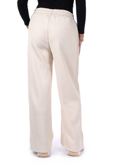 PANTALONE CON BANDA IN PIZZO E STRASS MISS LOVE DA DONNA PANNA