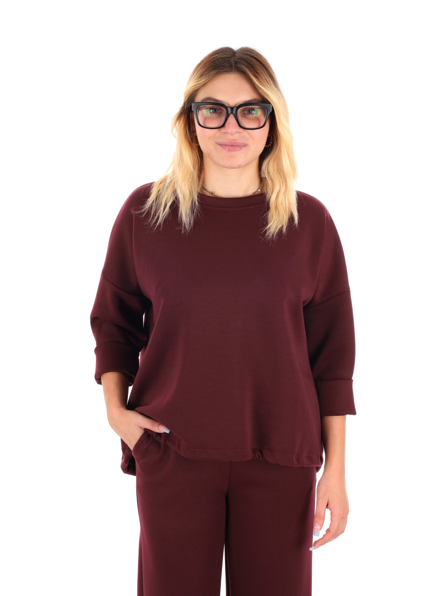 FELPA CON COULISSE MISS LOVE DA DONNA BORDEAUX