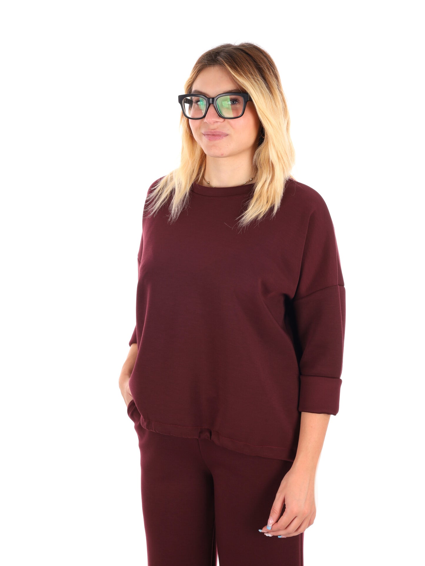 FELPA CON COULISSE MISS LOVE DA DONNA BORDEAUX