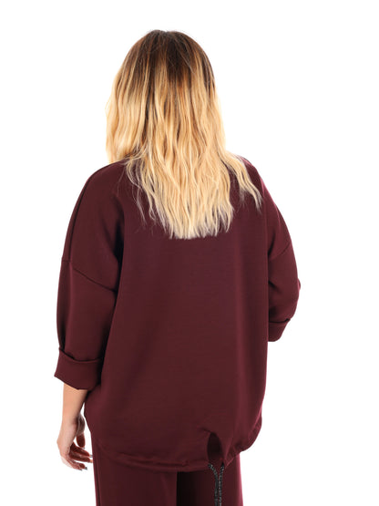 FELPA CON COULISSE MISS LOVE DA DONNA BORDEAUX