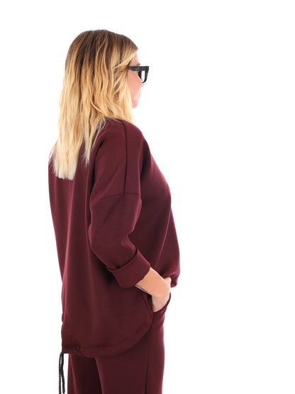 FELPA CON COULISSE MISS LOVE DA DONNA BORDEAUX