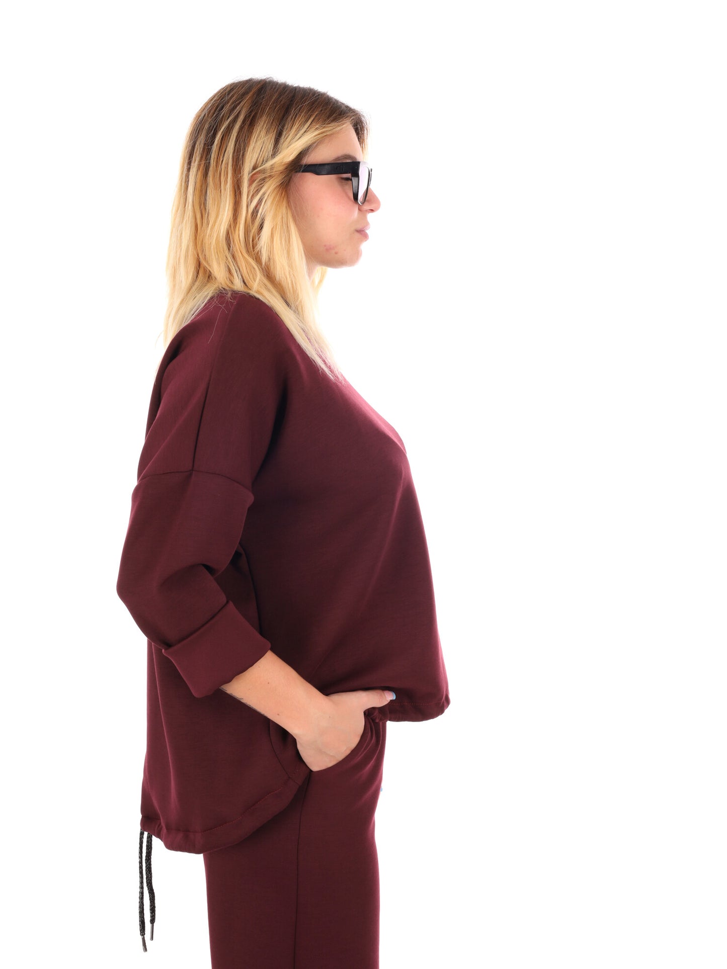 FELPA CON COULISSE MISS LOVE DA DONNA BORDEAUX
