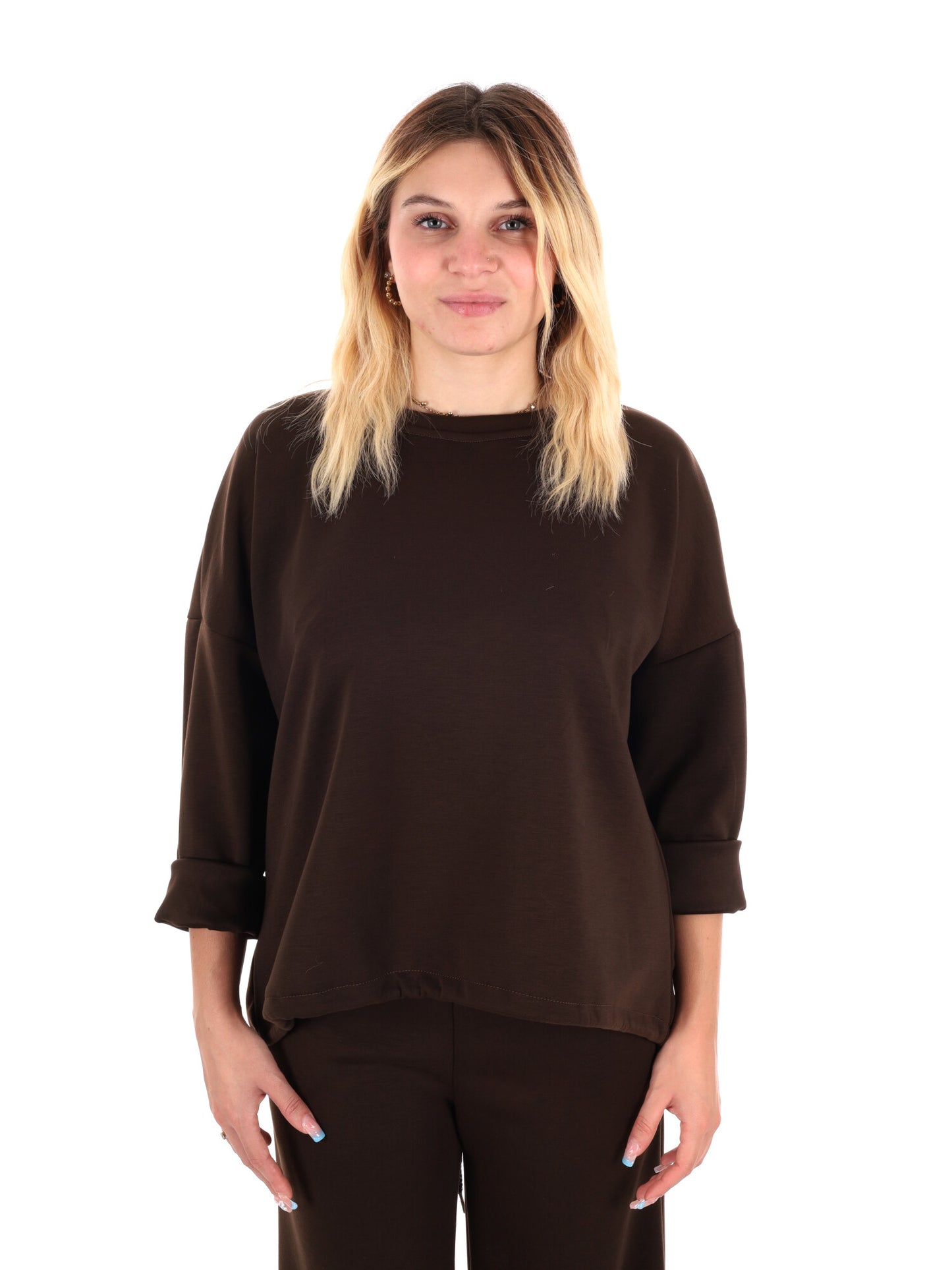 FELPA CON COULISSE MISS LOVE DA DONNA MARRONE