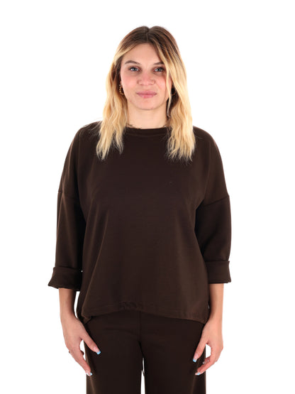 FELPA CON COULISSE MISS LOVE DA DONNA MARRONE