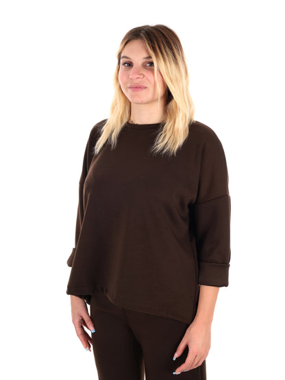 FELPA CON COULISSE MISS LOVE DA DONNA MARRONE