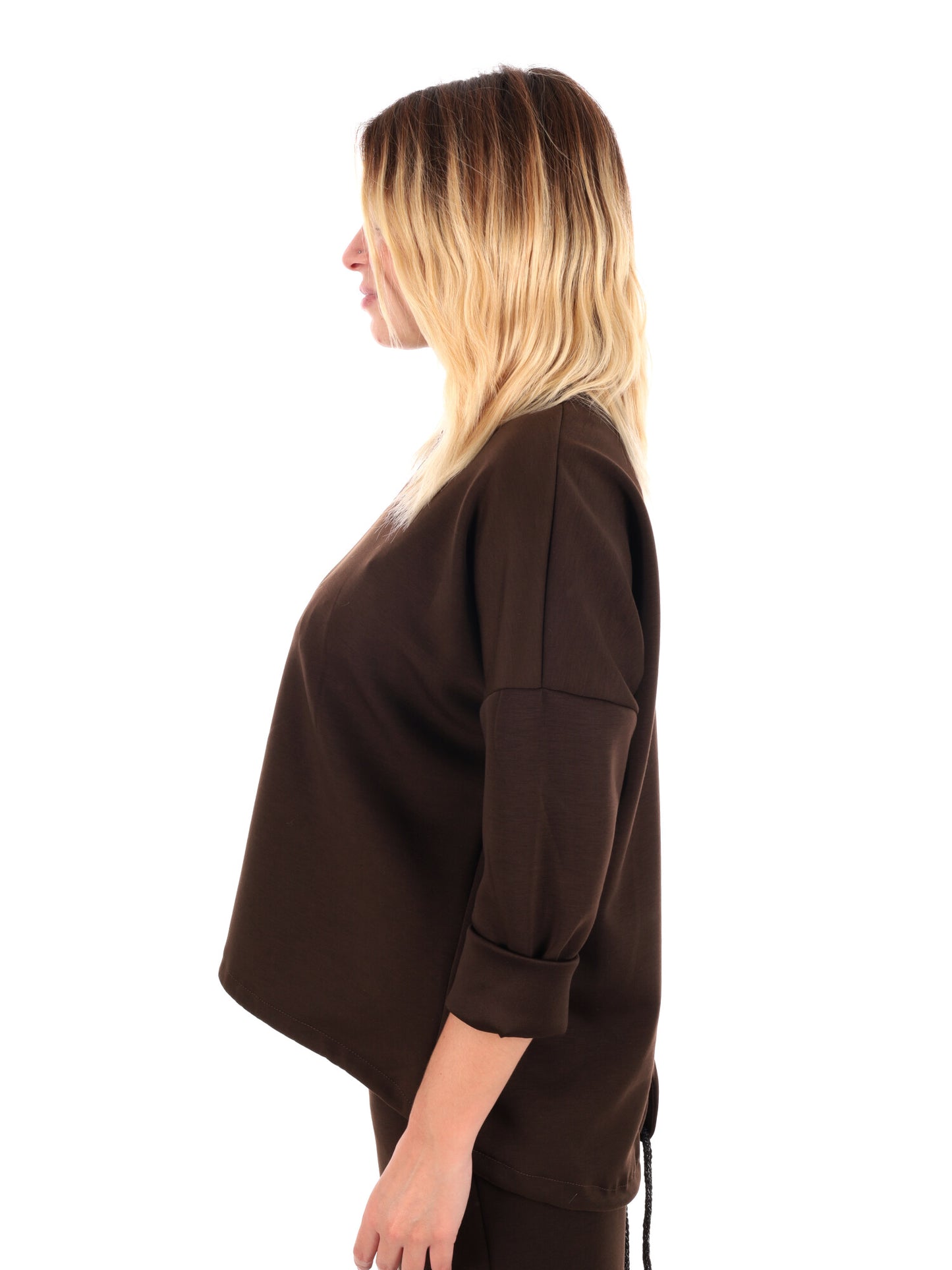 FELPA CON COULISSE MISS LOVE DA DONNA MARRONE