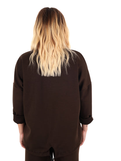 FELPA CON COULISSE MISS LOVE DA DONNA MARRONE