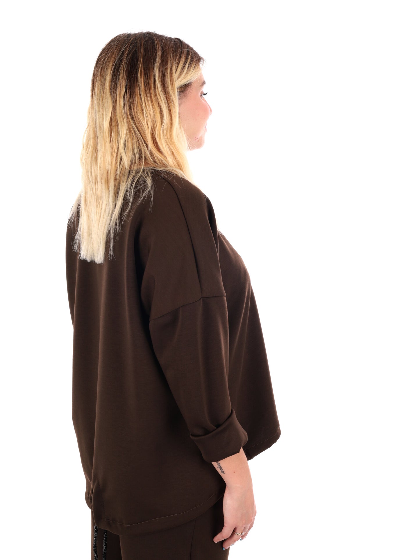 FELPA CON COULISSE MISS LOVE DA DONNA MARRONE