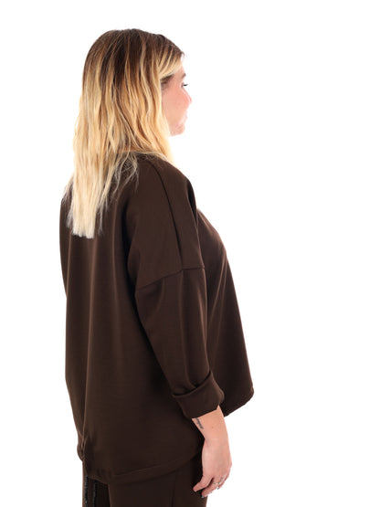 FELPA CON COULISSE MISS LOVE DA DONNA MARRONE