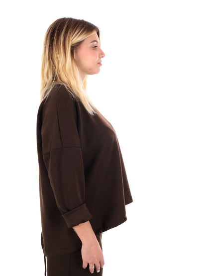 FELPA CON COULISSE MISS LOVE DA DONNA MARRONE