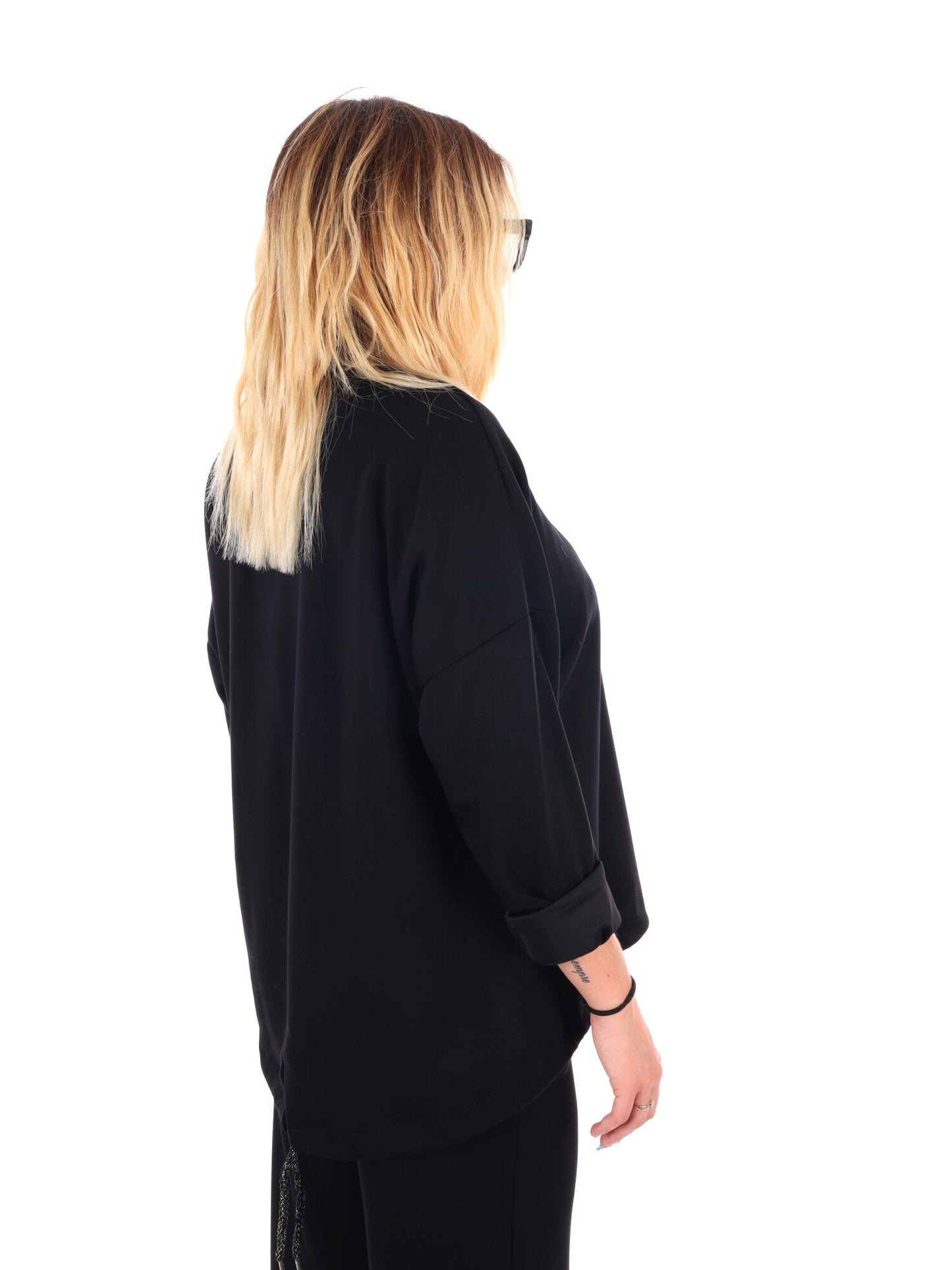 FELPA CON COULISSE MISS LOVE DA DONNA NERO