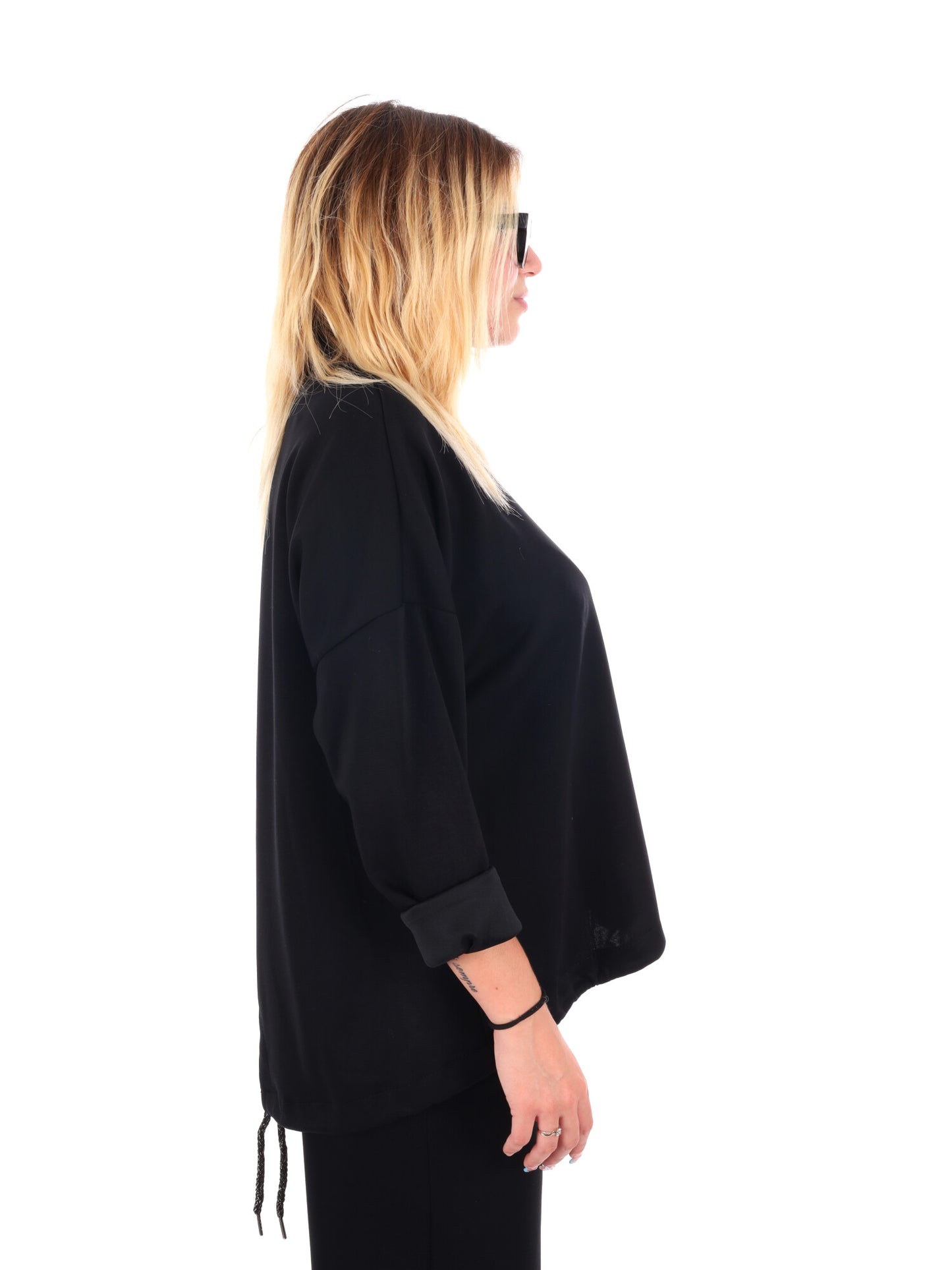 FELPA CON COULISSE MISS LOVE DA DONNA NERO