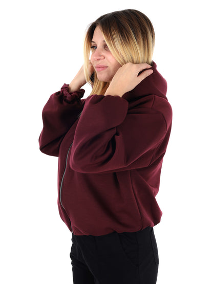 FELPA CON CAPPUCCIO E ZIP MISS LOVE DA DONNA BORDEAUX