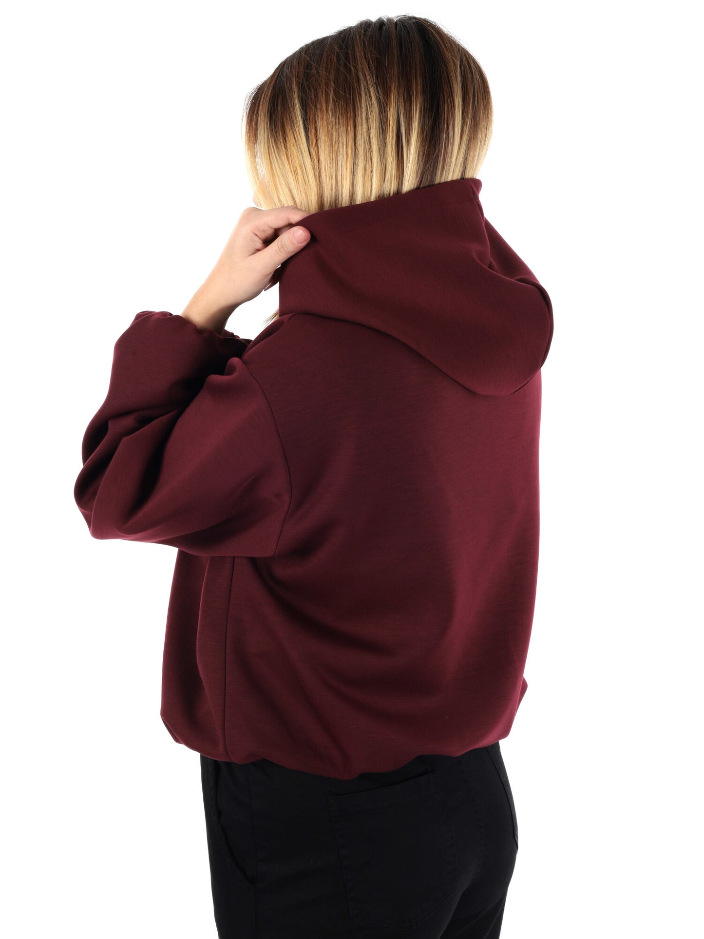 FELPA CON CAPPUCCIO E ZIP MISS LOVE DA DONNA BORDEAUX