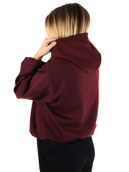 FELPA CON CAPPUCCIO E ZIP MISS LOVE DA DONNA BORDEAUX