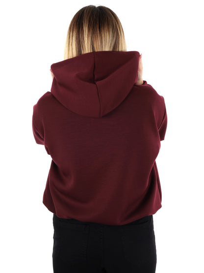 FELPA CON CAPPUCCIO E ZIP MISS LOVE DA DONNA BORDEAUX