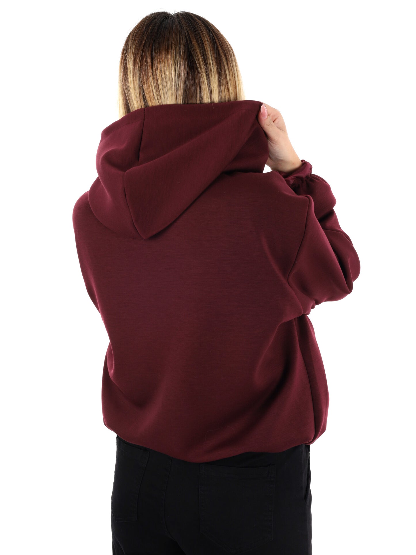 FELPA CON CAPPUCCIO E ZIP MISS LOVE DA DONNA BORDEAUX