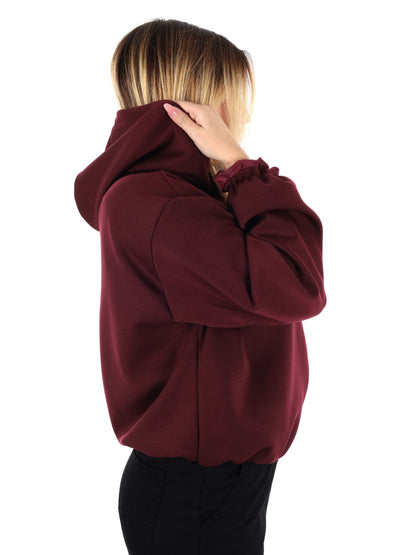 FELPA CON CAPPUCCIO E ZIP MISS LOVE DA DONNA BORDEAUX