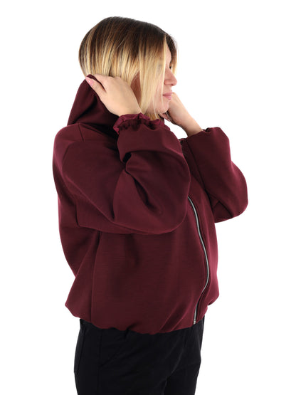 FELPA CON CAPPUCCIO E ZIP MISS LOVE DA DONNA BORDEAUX