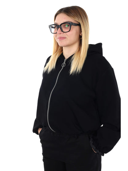 FELPA CON CAPPUCCIO E ZIP MISS LOVE DA DONNA NERO