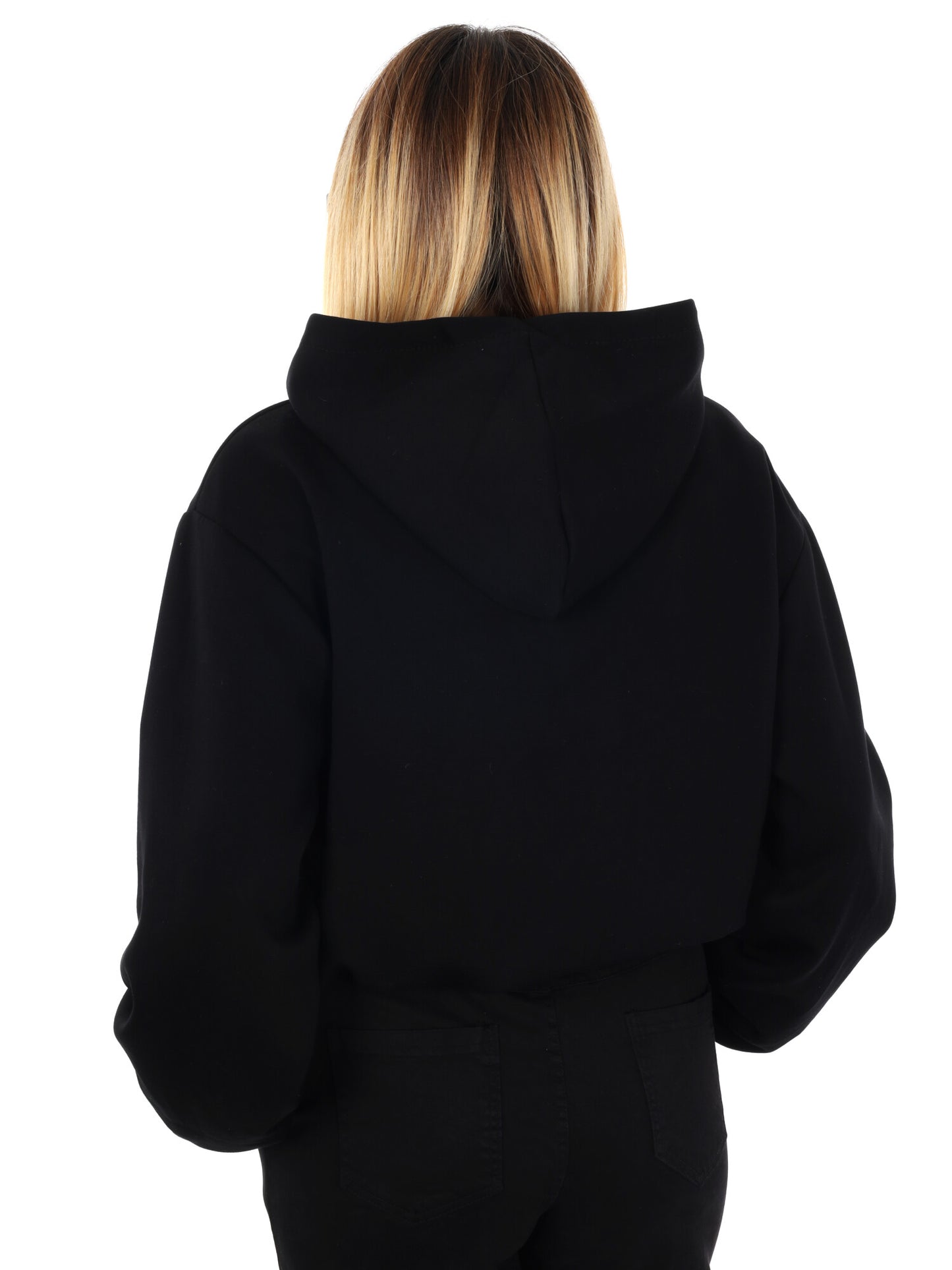 FELPA CON CAPPUCCIO E ZIP MISS LOVE DA DONNA NERO