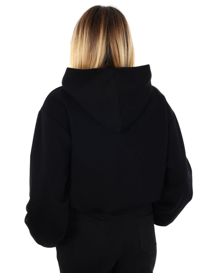 FELPA CON CAPPUCCIO E ZIP MISS LOVE DA DONNA NERO