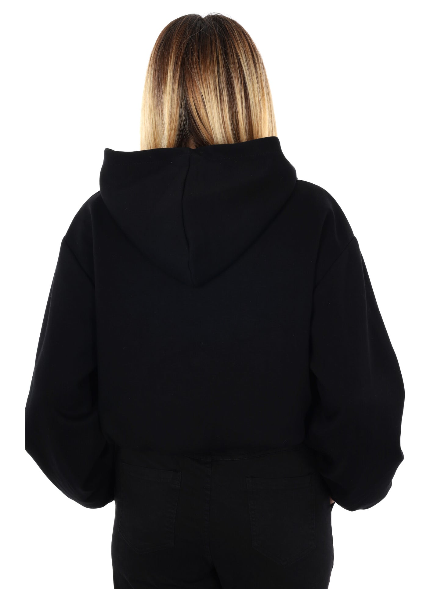 FELPA CON CAPPUCCIO E ZIP MISS LOVE DA DONNA NERO