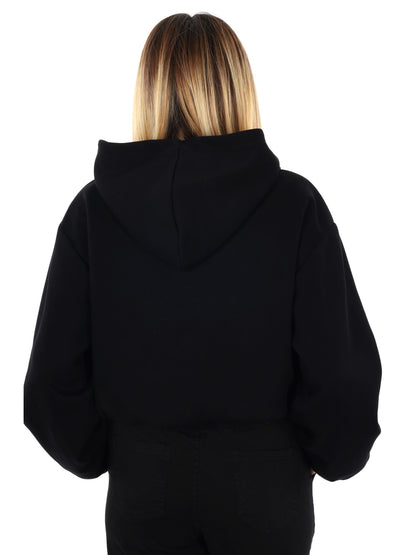 FELPA CON CAPPUCCIO E ZIP MISS LOVE DA DONNA NERO