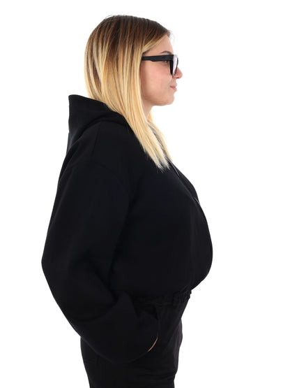 FELPA CON CAPPUCCIO E ZIP MISS LOVE DA DONNA NERO