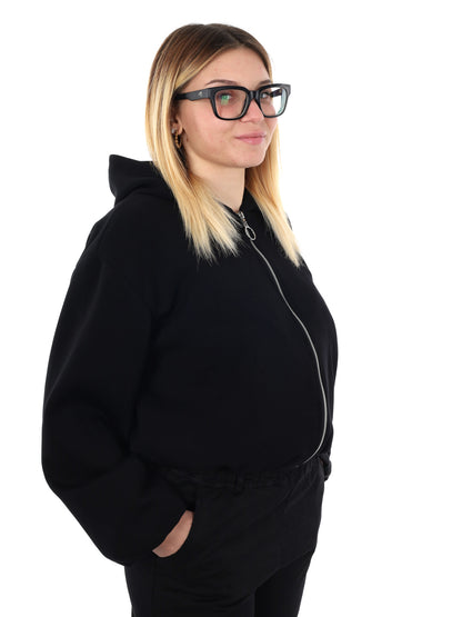 FELPA CON CAPPUCCIO E ZIP MISS LOVE DA DONNA NERO