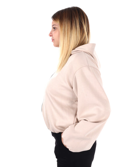 FELPA CON CAPPUCCIO E ZIP MISS LOVE DA DONNA PANNA