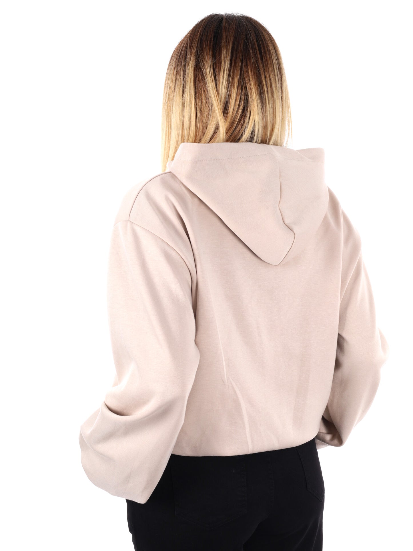 FELPA CON CAPPUCCIO E ZIP MISS LOVE DA DONNA PANNA