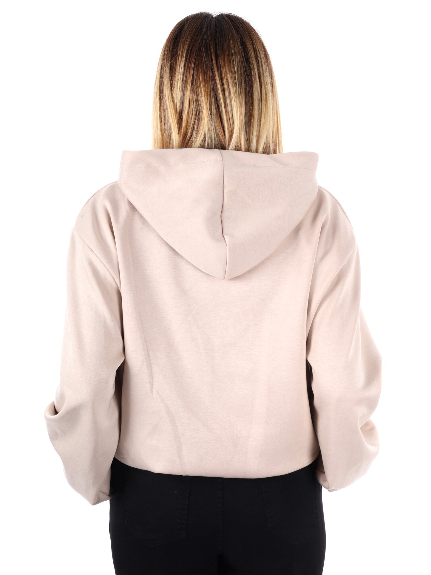 FELPA CON CAPPUCCIO E ZIP MISS LOVE DA DONNA PANNA